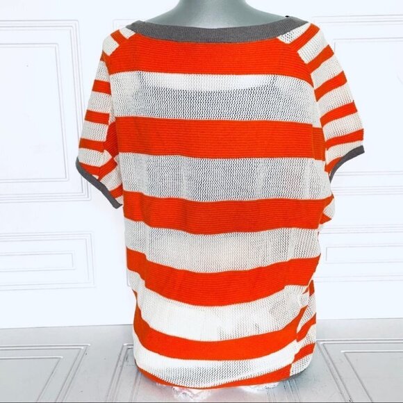 REEBOK  OVERSIZED KNIT OFF WHITE ORANGE TOP HORIZONTAL LOOSE FIT WOMEN SIZE XS - Picture 7 of 9